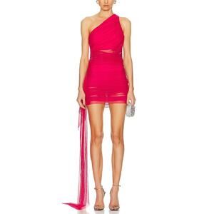The Sei One Shoulder Pink Mini Dress With Train Size S - NWT